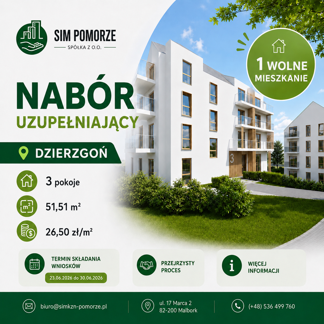 ERGÄNZENDE BEWERBUNG – DZIERZGOŃ
