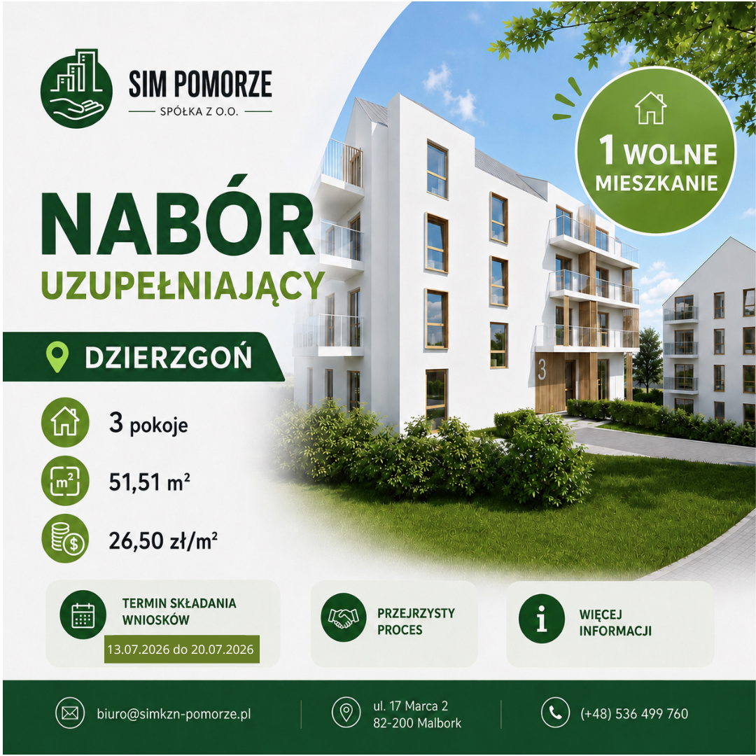 infografika dla naboru uzupełniającego w Dzierzgoniu